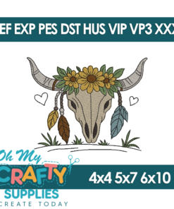 Wildflower Longhorn Embroidery Design