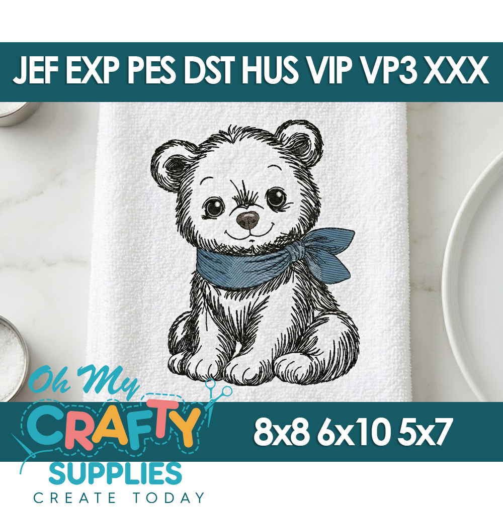 Sketch Bear Embroidery Design