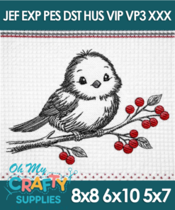 Bird on Branch Embroidery Design