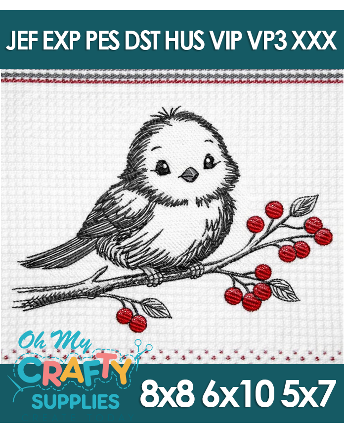 Bird on Branch Embroidery Design