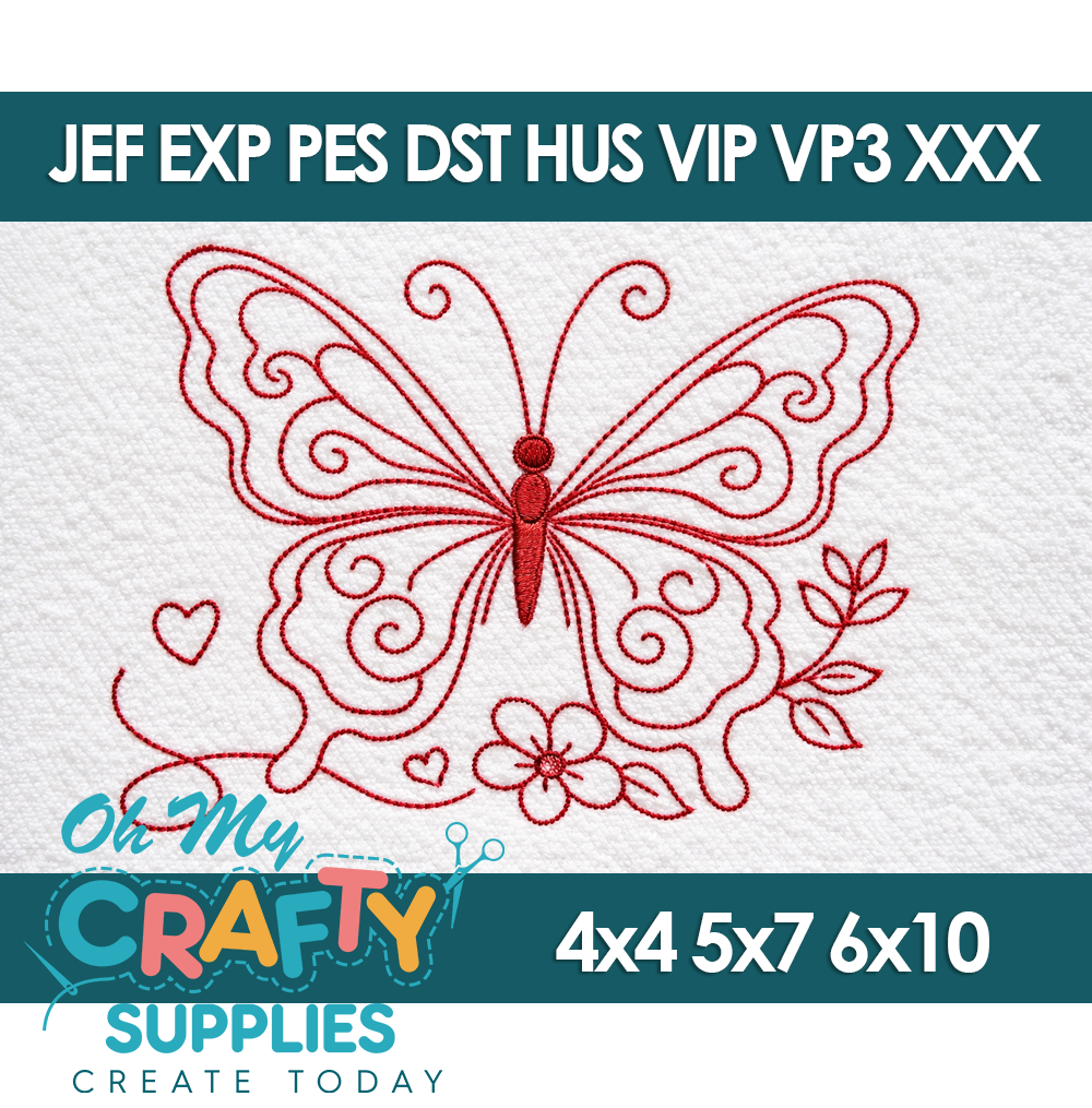 Sweetheart Butterfly Embroidery Design