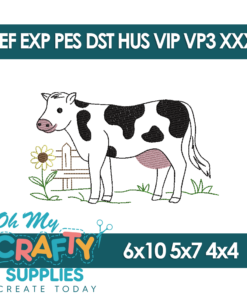 Line art Cow 26 Embroidery Design