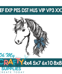 Horse with bow Embroidery Design
