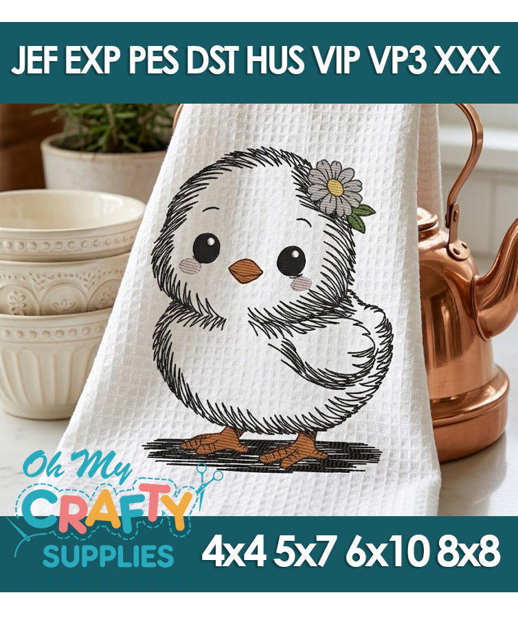 Sketch Chick Embroidery Design