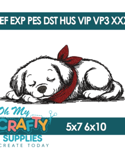 Sleeping Puppy Embroidery Design