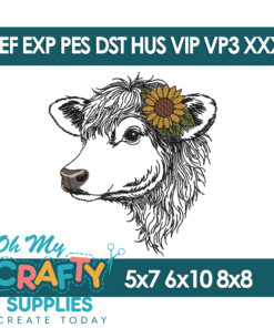 Sunflower Cow Embroidery Design