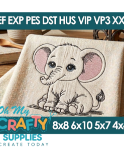 Sketch Baby Elephant Embroidery Design