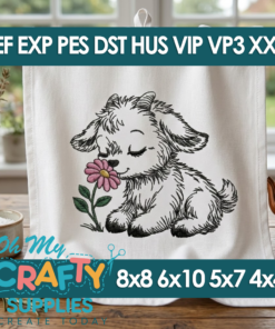 Sketch Kid Goat with Flower Embroidery Design