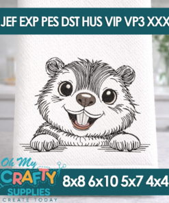 Beaver Peeker Embroidery Design