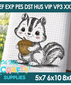 Sketch Chipmunk Embroidery Design