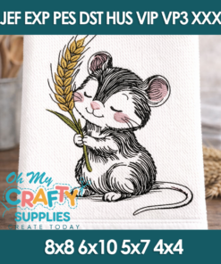 Harvest Mouse Embroidery Design