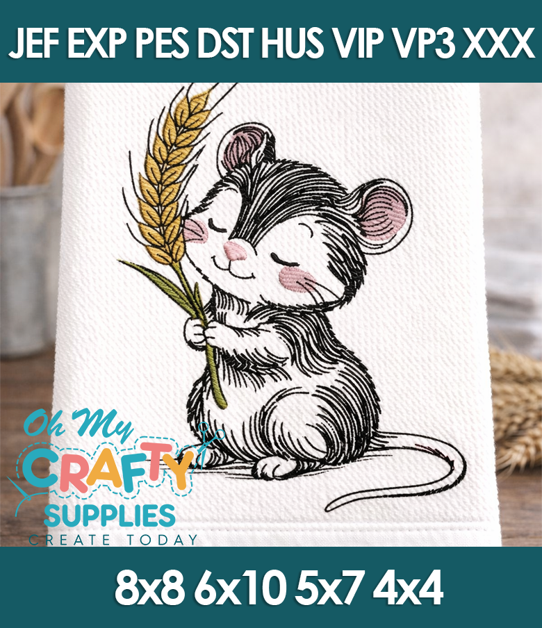 Harvest Mouse Embroidery Design