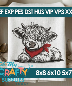 Sketch Highland Calf Embroidery Design