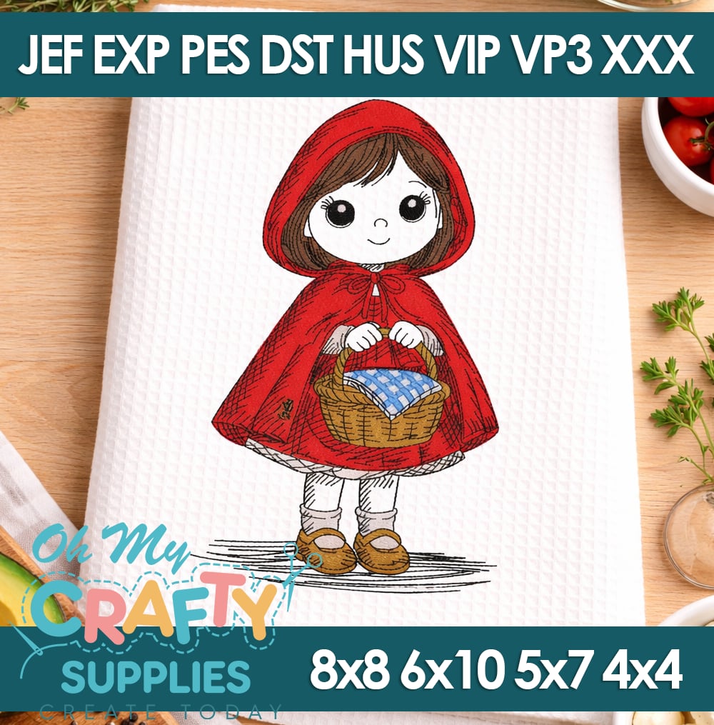 Sketch Little Red Riding Hood Embroidery Design