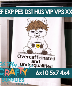 Caffeinated Llama Embroidery Design