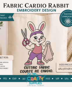 Fabric Cardio Rabbit Embroidery Design