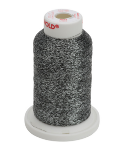 7023 -  Black / Silver Metallic Embroidery Thread - 30 Wt. 1,100 yd. Cone