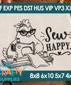 Sew Happy Hen Embroidery Design