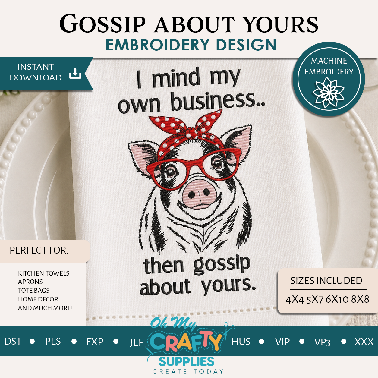 Gossip about yours Embroidery Design