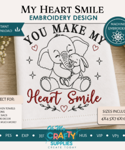 My Heart Smile Embroidery Design