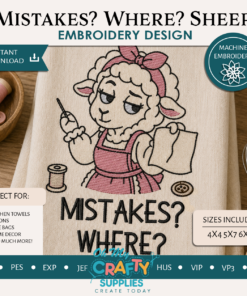 Mistakes? Where? Sheep Embroidery Design