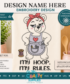 My Hoop, My Rules Embroidery Design