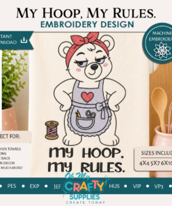 My Hoop, My Rules Embroidery Design