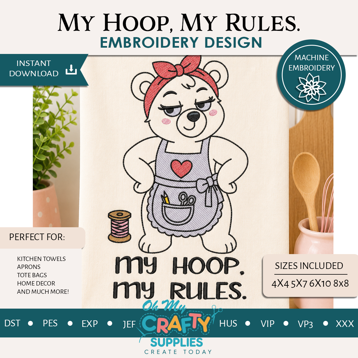 My Hoop, My Rules Embroidery Design