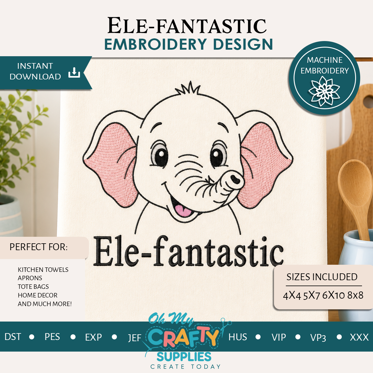Ele-fantastic Embroidery Design