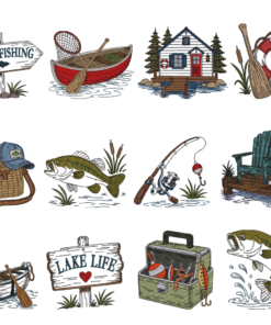 Alternative view of Gone Fishing Embroidery Design Collection of 12