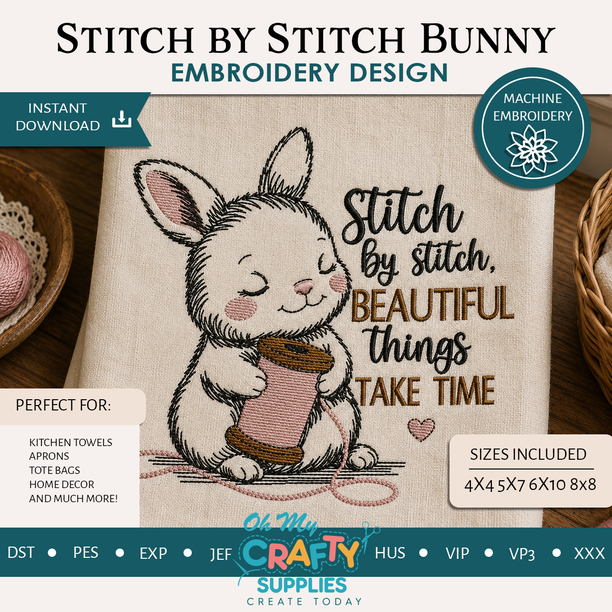 Stitch by Stitch Bunny Embroidery Design