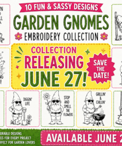 Garden Gnomes Embroidery Collection- 10 Designs
