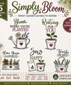 Simply Bloom Embroidery Design Collection Set of 5