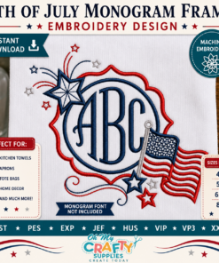 Alternative view of 4th of July Monogram Frame Embroidery Design