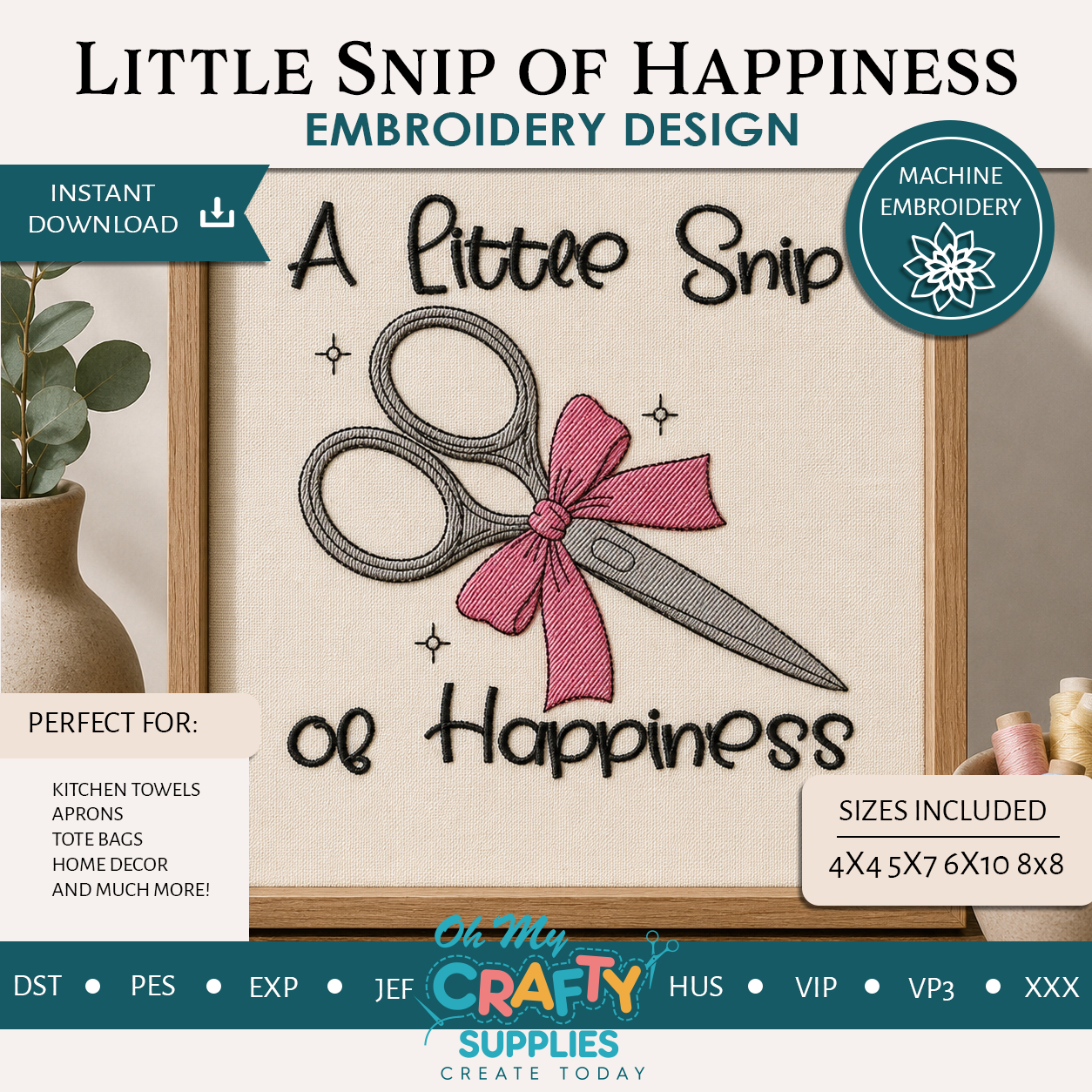 Little Snip of Happiness Embroidery Design