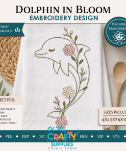 Dolphin in Bloom Embroidery Design