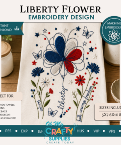 Liberty Flower Embroidery Design