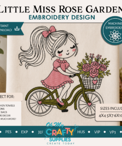 Little Miss Rose Garden Embroidery Design