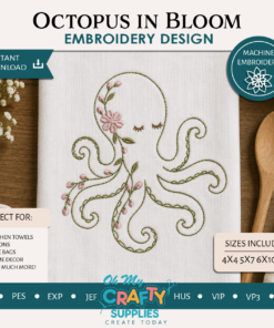 Octopus in Bloom Embroidery Design