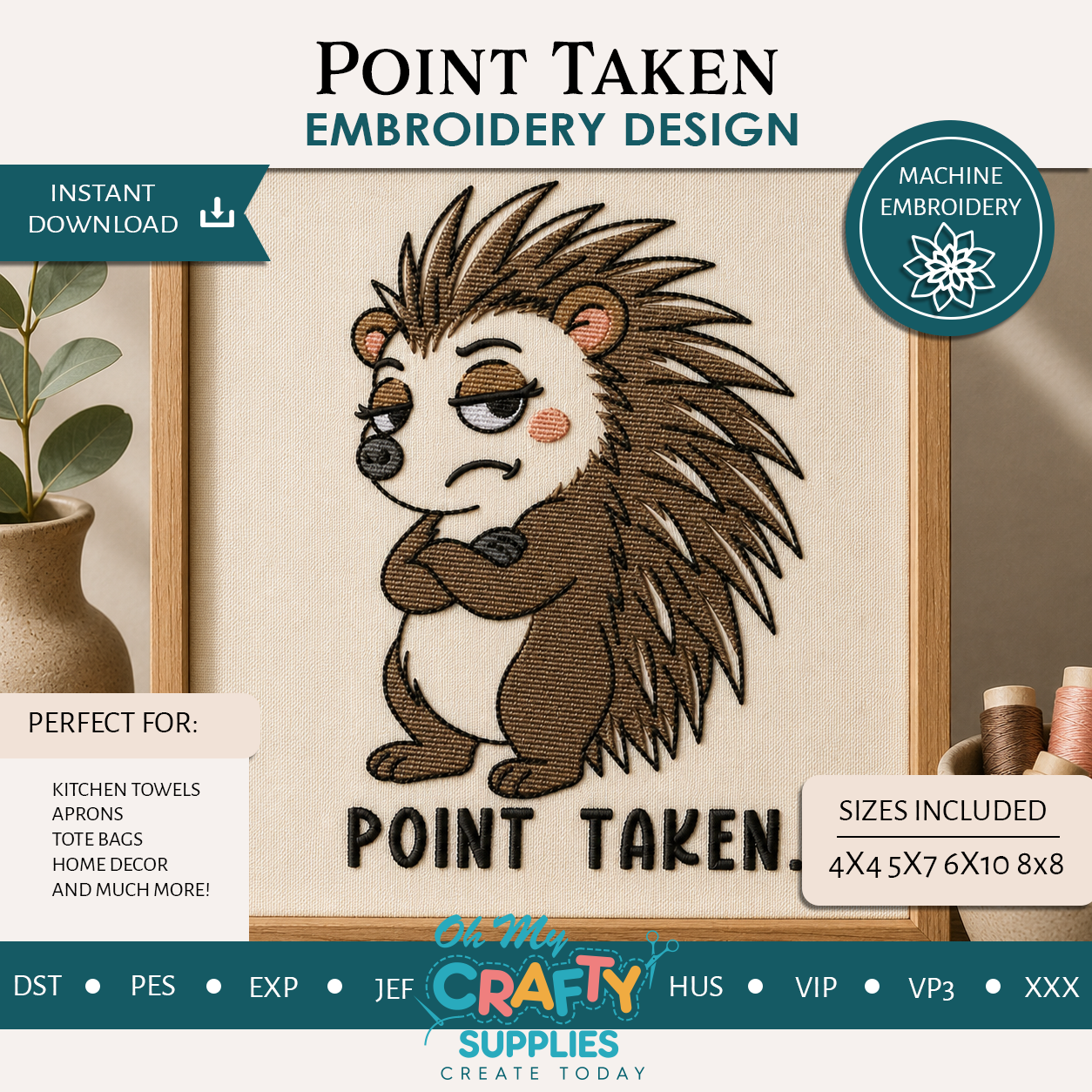 Point Taken Porcupine Embroidery Design
