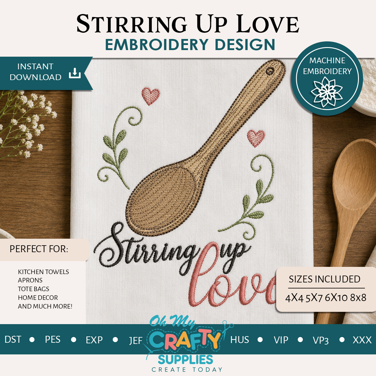 Stirring Up Love Embroidery Design