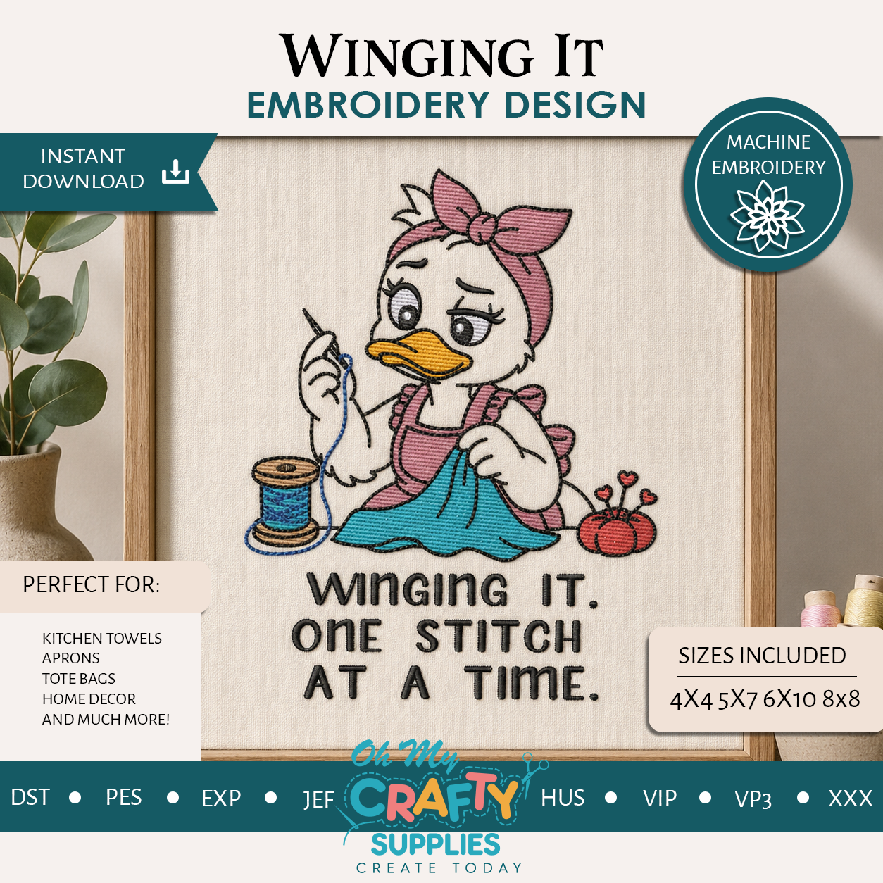 Winging It Embroidery Design