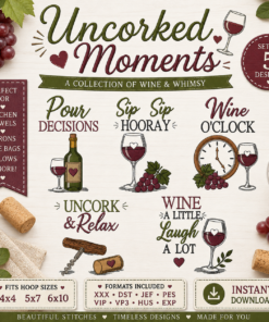 Uncorked Moments Embroidery Design Collection of 5