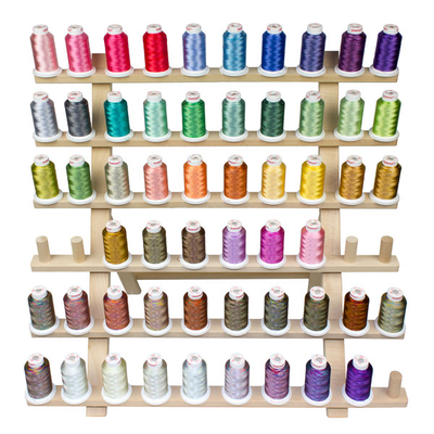 Sulky Rayon Thread - 55 Color Assortment - 1,100 yd. Mini King Cones And 1 Wooden Rack