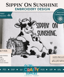 Sippin' On Sunshine Embroidery Design