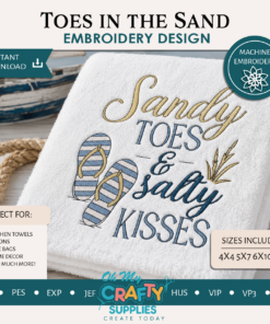 Toes in the sand Embroidery Design
