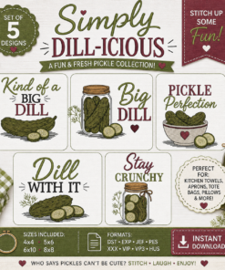 Simply Dill-icious Embroidery Design Collection of 5