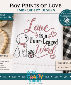 Paw Prints of Love Embroidery Design