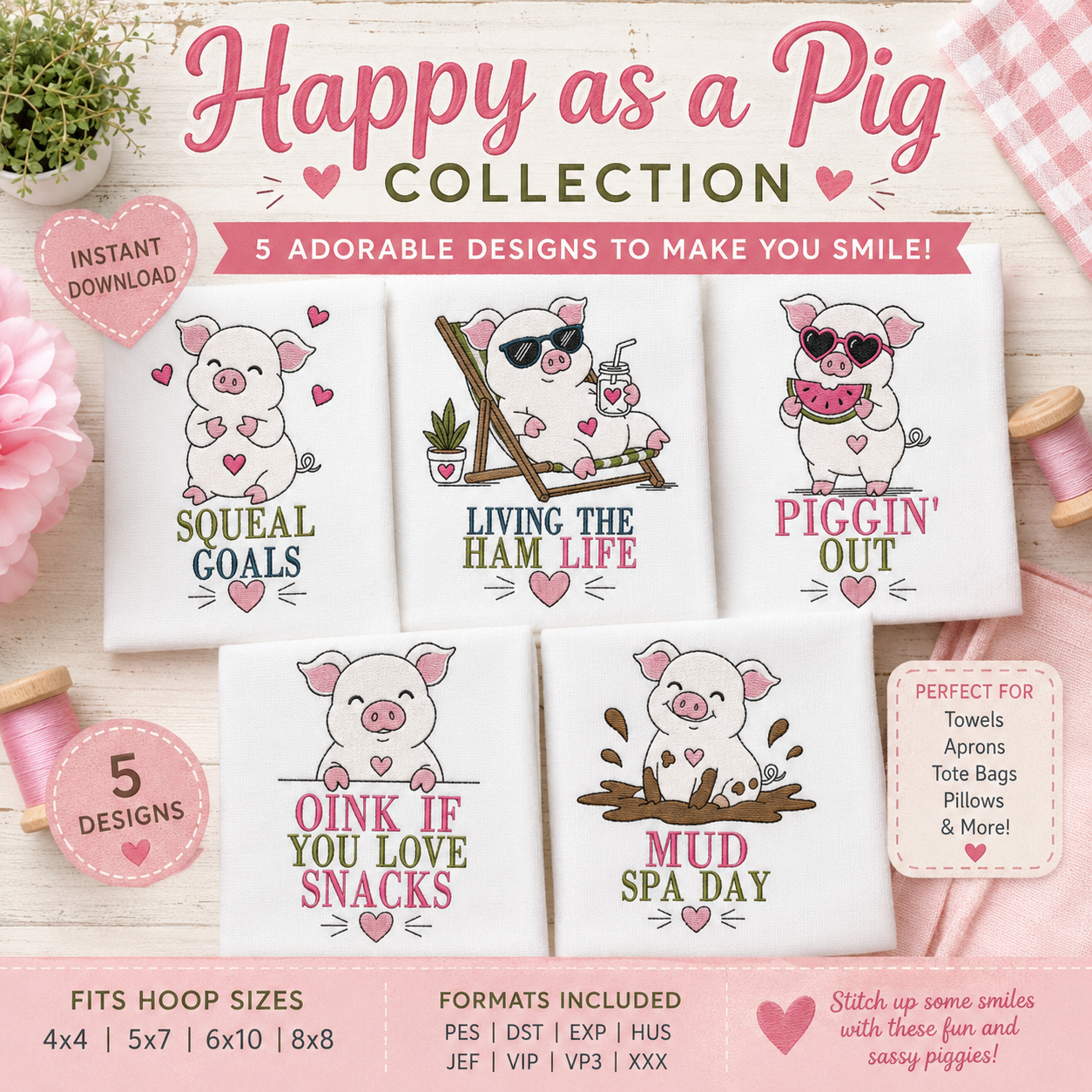 Happy as a Pig Collection 5 designs