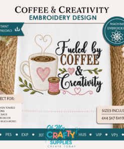 Coffee & Creativity Embroidery Design